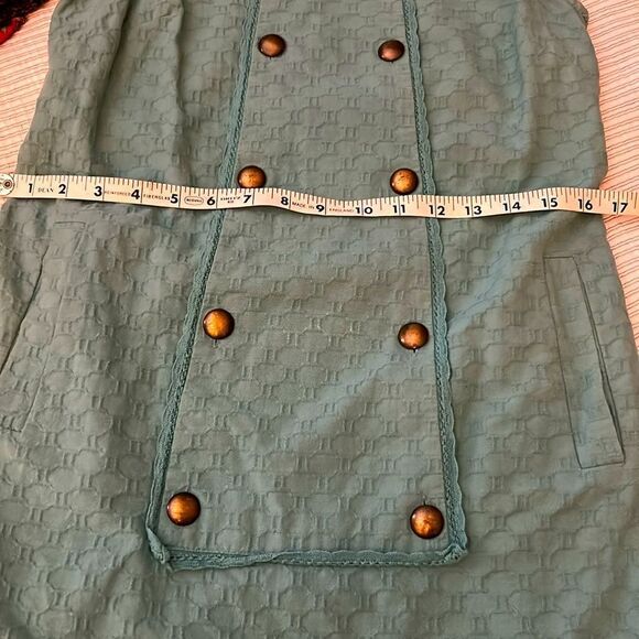 Anthropologie maeve Aqua Carrillo Shift Dress  retro Teal Textured Sleeveless  2 - Picture 5 of 7